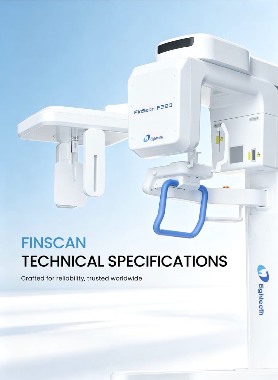 Close-up of the FinScan F350 sensor arm, touch pad and patient handgrip